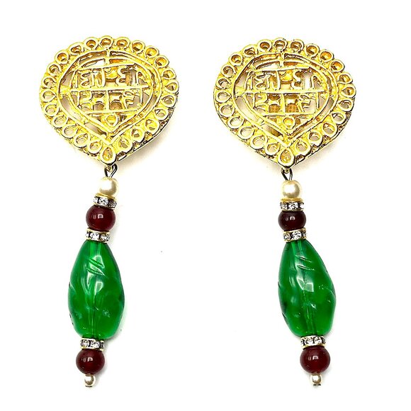 Kenneth Jay Lane Jewelry - Vintage Kenneth Jay Lane Ornate Gold Clip-on Earrings — KJL Couture Collection